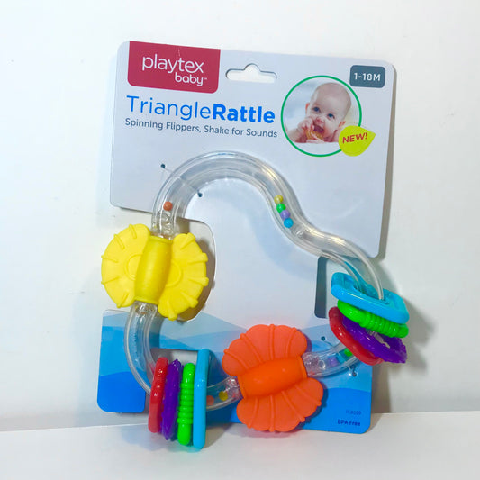Baby Triangle Rattle by Playtex, Multicolor, For 1-18 Months, Brand New