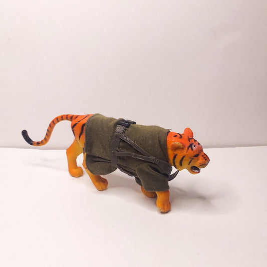 plastic tiger with cloth sweater