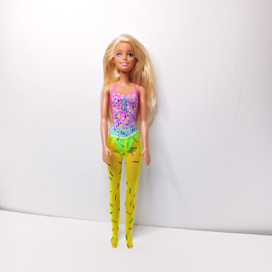 Barbie 2016 Swimsuit Pink/Blue Blonde Hair Black Streaks In Hair See Photos