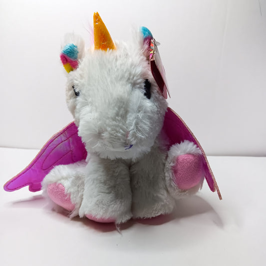 Barbie Pets Unicorn Plush Toy Stuffed Pegasus White Pink Shiny Wings Tags