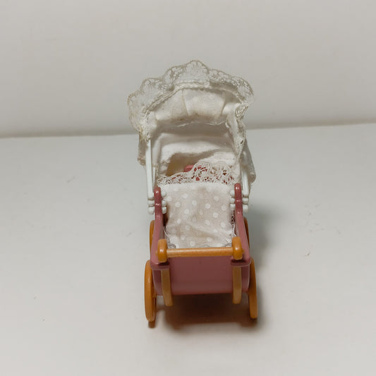 Epoch Calico Critters Baby Double Stroller Buggy Mauve Pink & White