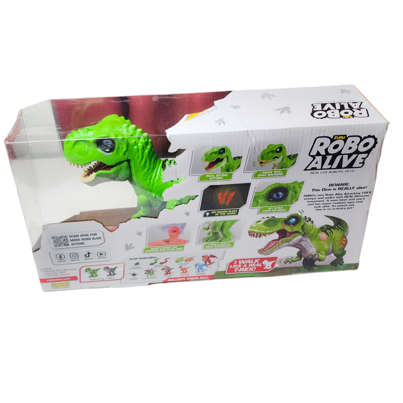 Robo Alive Attacking GREEN TRex Battery Powered Robotic Toy by Zuru
