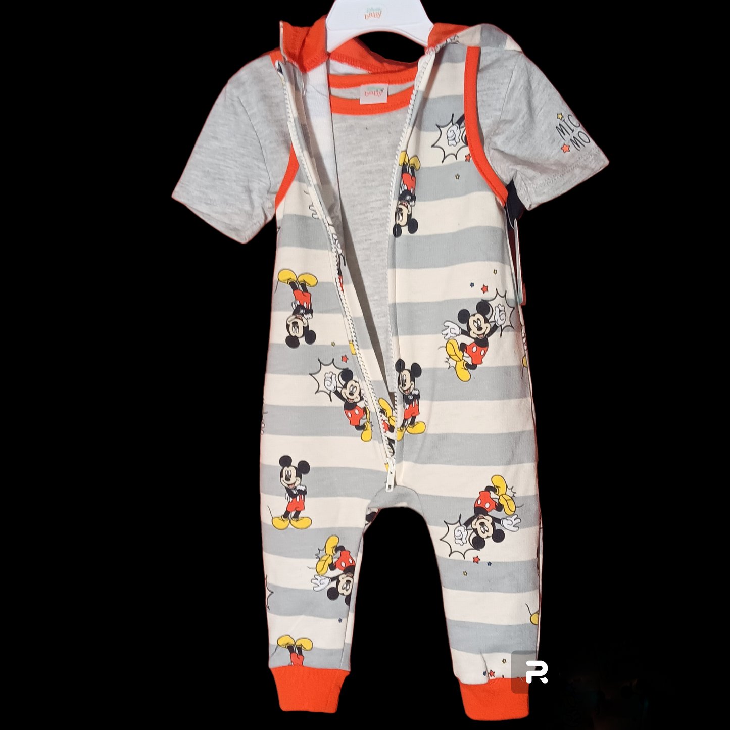 Disney Baby Boys’ Mickey Mouse Romper - 2 Piece Sleeveless Coveralls Bodysuit and T-Shirt (6/9)