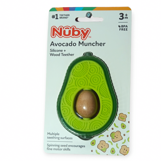 Nuby Silicone Avocado Teether w/ Spinning Wood Seed