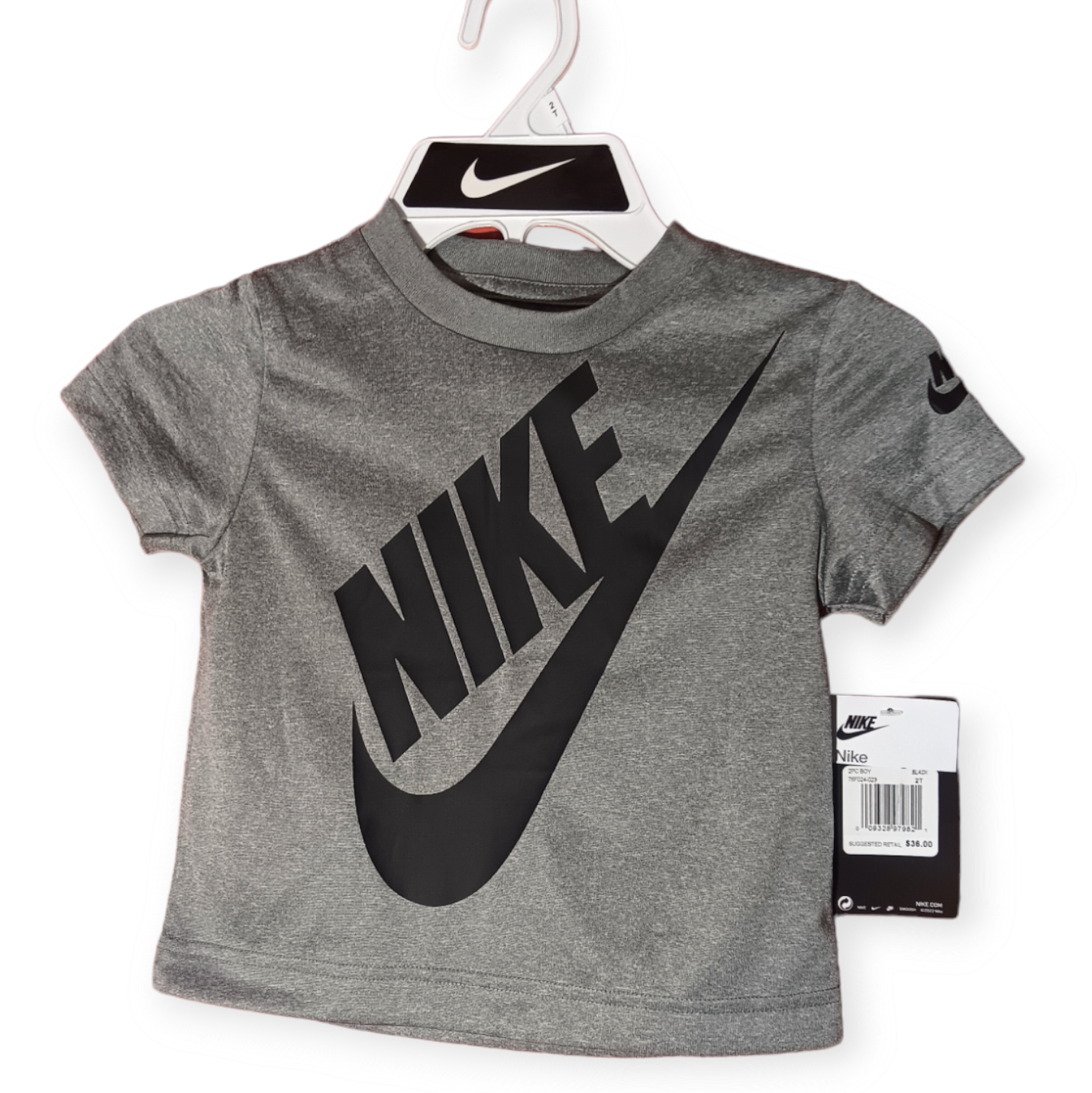 Nike Little Boy's T-Shirt Short Sleeve Futura Evergreen Carbon Heather