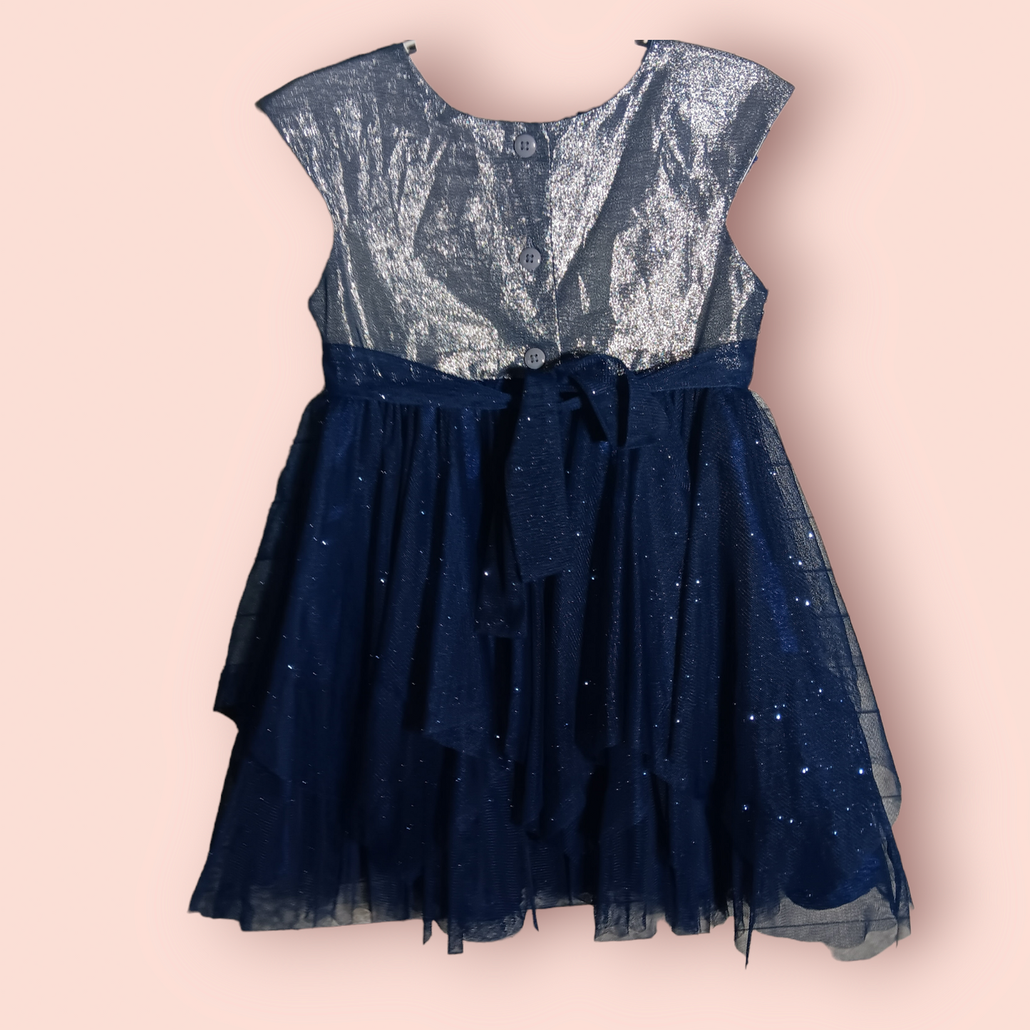 NWT Jona Michelle Dress Toddler Girls 3T Navy Blue Silver Holiday Christmas