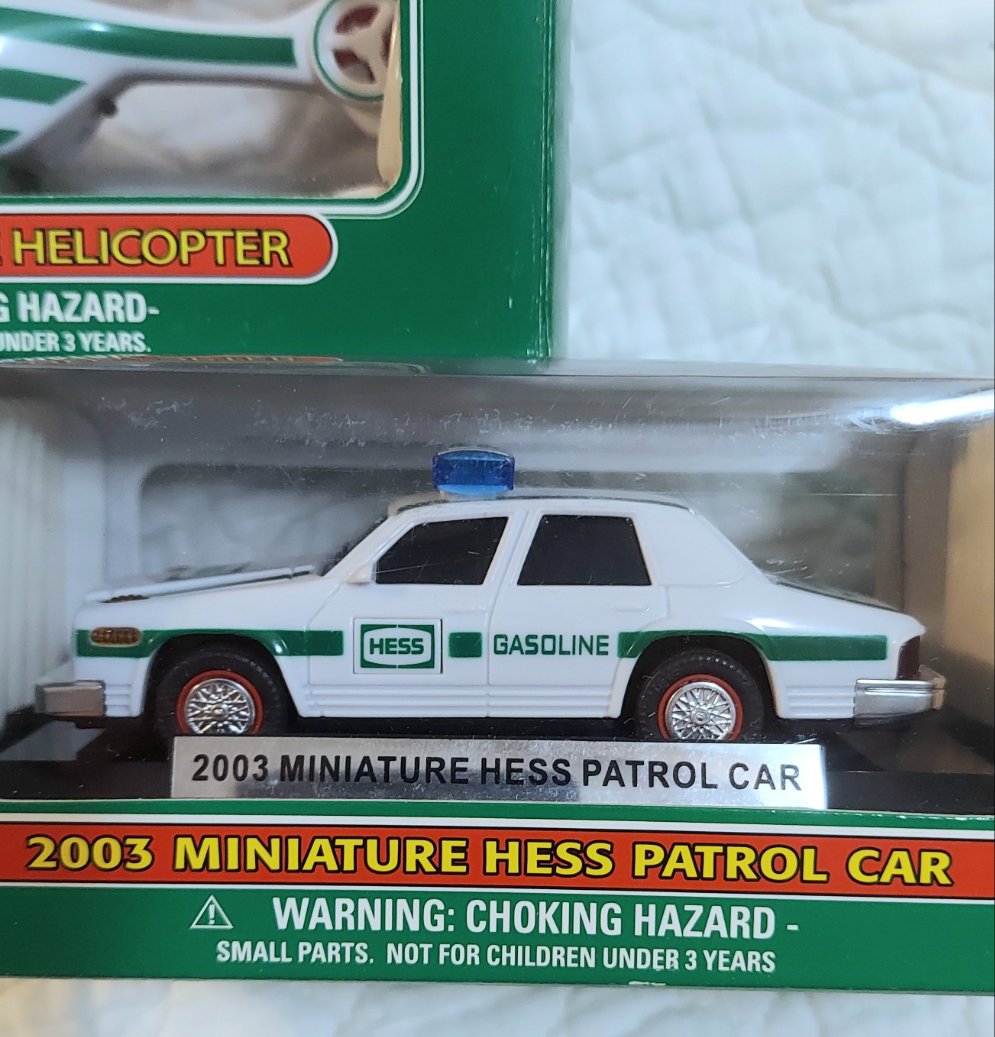 2003 miniature hess patrol car & 2005 hess minature helicopter Lot