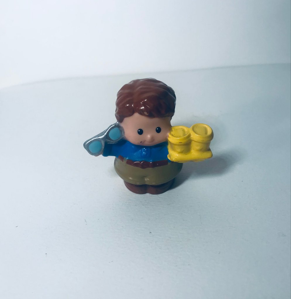 Fisher Price Little People Dad Figure Toy Man Glasses Coffee Cups Brown Hair