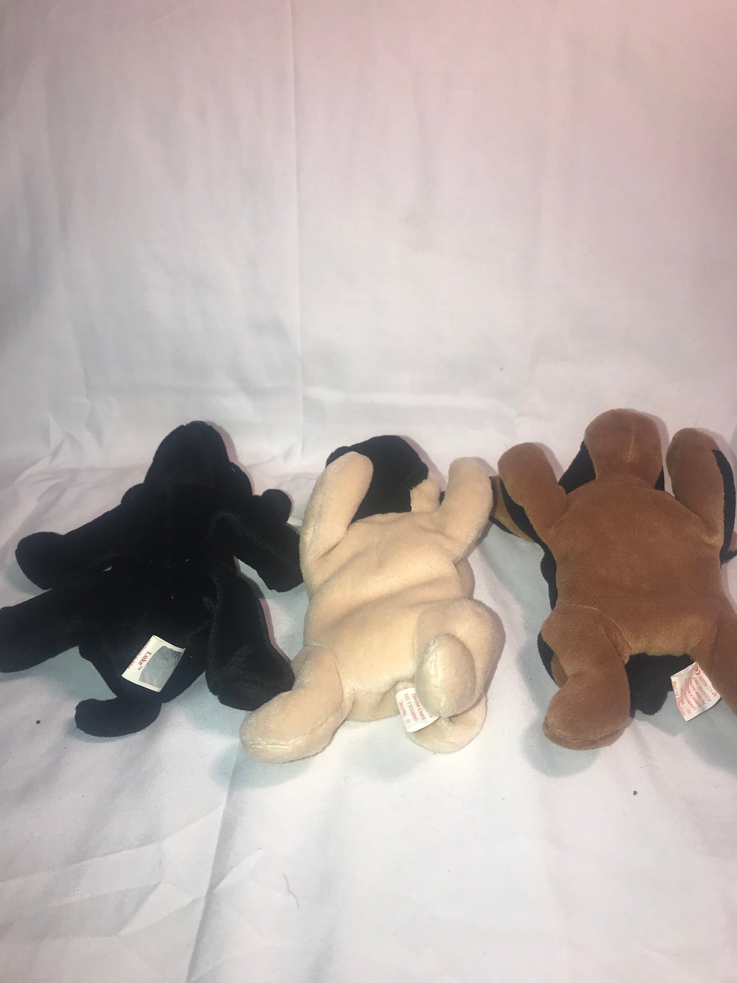 Ty Beanie baby set of three the Dody Doberman Dog, Luke  the black lab and Pugsly the pug dog