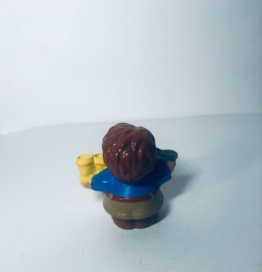 Fisher Price Little People Dad Figure Toy Man Glasses Coffee Cups Brown Hair